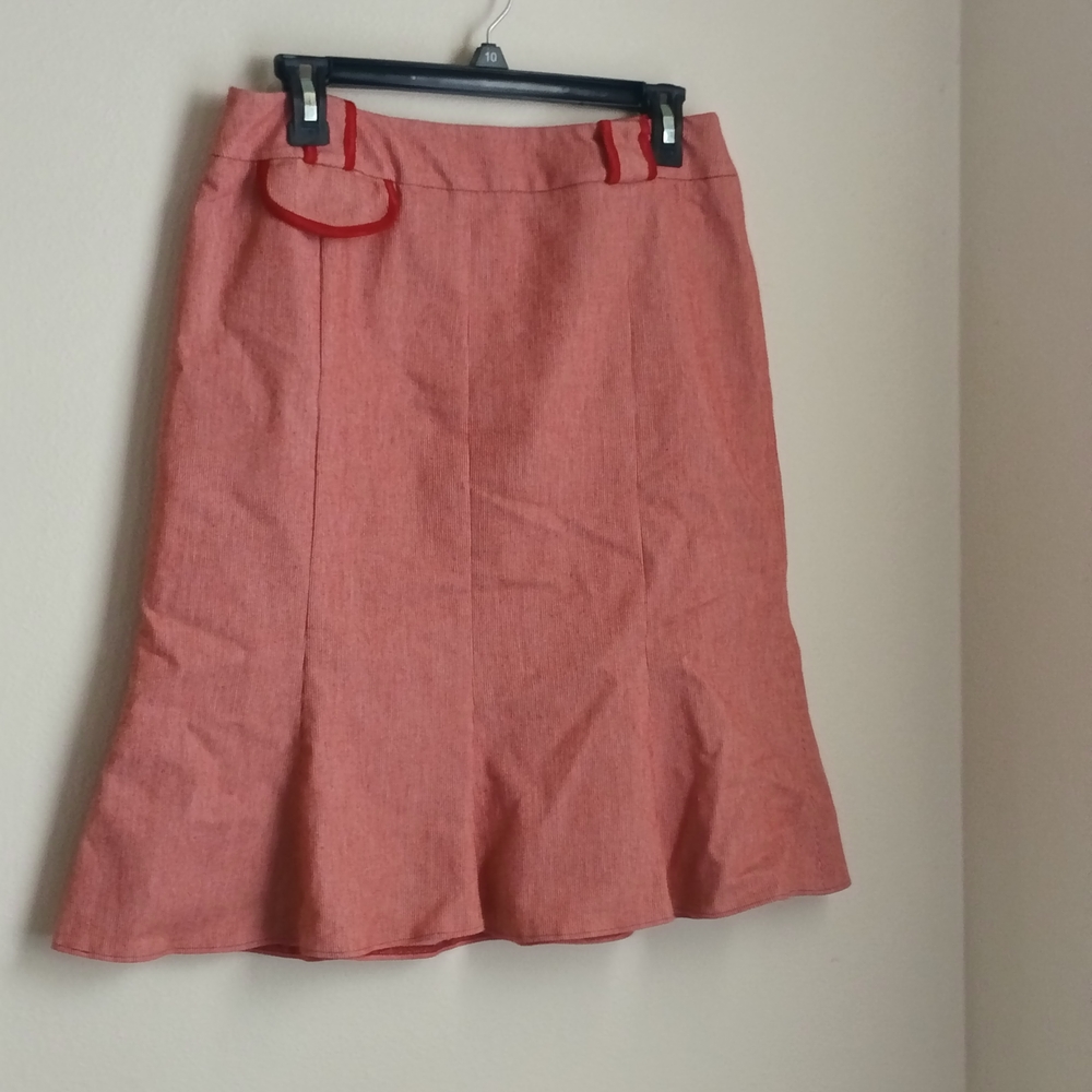 VTG Skirt Women 8 Red & White Pinstripe Elegant Preppy Academia Office Versatile